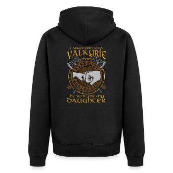 I Asked Odin For A Valkyrie He Sent Me My Daughter - Veste à capuche bio Premium Unisexe - noir - Dos - Nico (187cm)