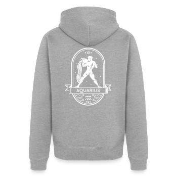 Cadeaux Verseau signe du zodiaque Verseau - Veste à capuche bio Premium Unisexe - gris chiné - Dos - Nico (187cm)