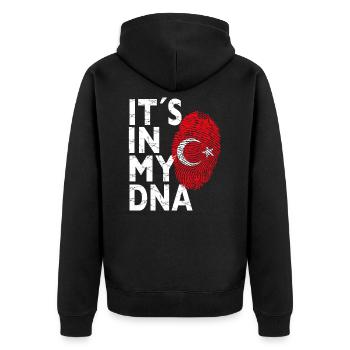 It's in my DNA Türkei Flaggen Tshirt für Türken - Unisex Premium Bio Zip Hoodie - Schwarz - Hinten - Nico (187cm)