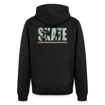 Skate Skater Skaten Skating Skateboard Boarding - Unisex Premium Bio Zip Hoodie - Schwarz - Hinten - Nico (187cm)