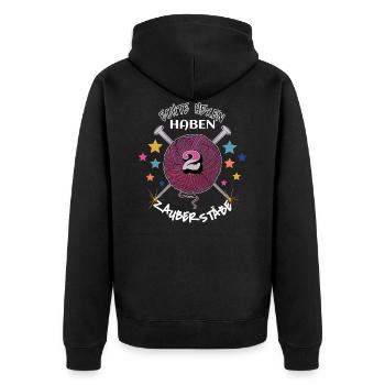 Echte Hexen haben zwei Zauberstäbe stricken - Unisex Premium Bio Zip Hoodie - Schwarz - Hinten - Nico (187cm)
