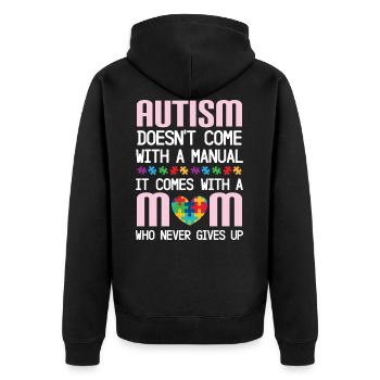 Autismus kommt nicht mit einem Handbuch, sondern m - Unisex Premium Bio Zip Hoodie - Schwarz - Hinten - Nico (187cm)