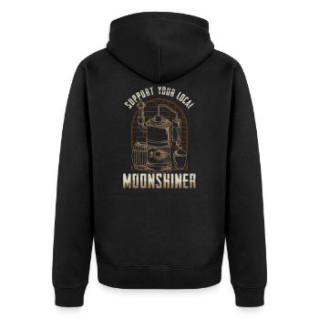 Support Your Local Moonshiner - Spirit Drinking - Unisex Premium Organic Zip Hoodie - black - Back - Nico (187cm)