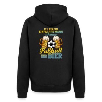 Je suis un homme simple - football et bière - Veste à capuche bio Premium Unisexe - noir - Dos - Nico (187cm)