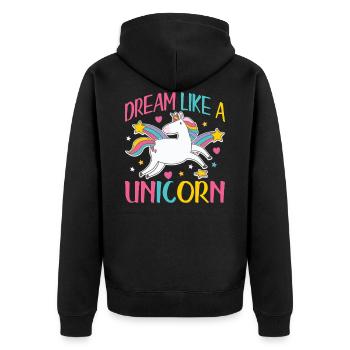 Dreams like a unicorn | unicorn - Unisex Premium Organic Zip Hoodie - black - Back - Nico (187cm)