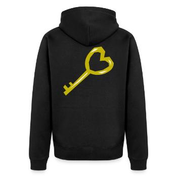 Cool Key Gold Medieval Treasure Chest Pirate - Unisex Premium Organic Zip Hoodie - black - Back - Nico (187cm)