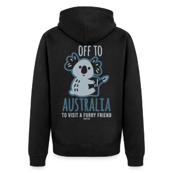 Australien Kinder Koala - Unisex Premium Bio Zip Hoodie - Schwarz - Hinten - Nico (187cm)