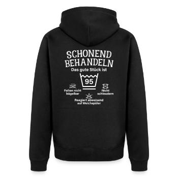 Schonend Behandeln 95 Geschenk Zum 95. Geburtstag - Unisex Premium Bio Zip Hoodie - Schwarz - Hinten - Nico (187cm)