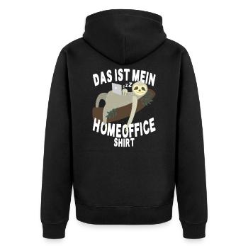Das Ist Mein Homeoffice Shirt Faultier Heimbüro - Unisex Premium Bio Zip Hoodie - Schwarz - Hinten - Nico (187cm)