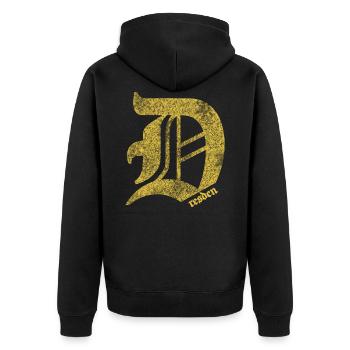 design buchstabe dresden - Unisex Premium Bio Zip Hoodie - Schwarz - Hinten - Nico (187cm)