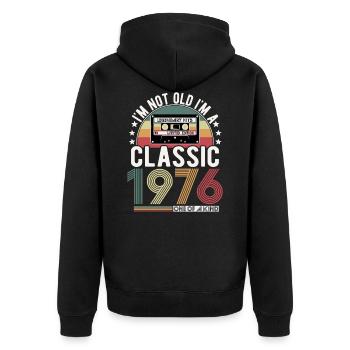 1976 Vintage Millésime anniversaire Retro cadeau - Veste à capuche bio Premium Unisexe - noir - Dos - Nico (187cm)