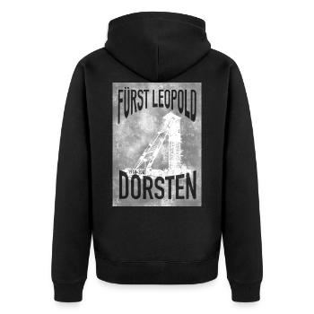 Zeche Fürst Leopold Dorsten Bergwerk Bergbau - Unisex Premium Bio Zip Hoodie - Schwarz - Hinten - Nico (187cm)