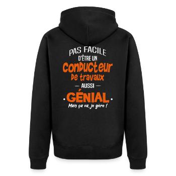 conducteur de travaux - Veste à capuche bio Premium Unisexe - noir - Dos - Nico (187cm)