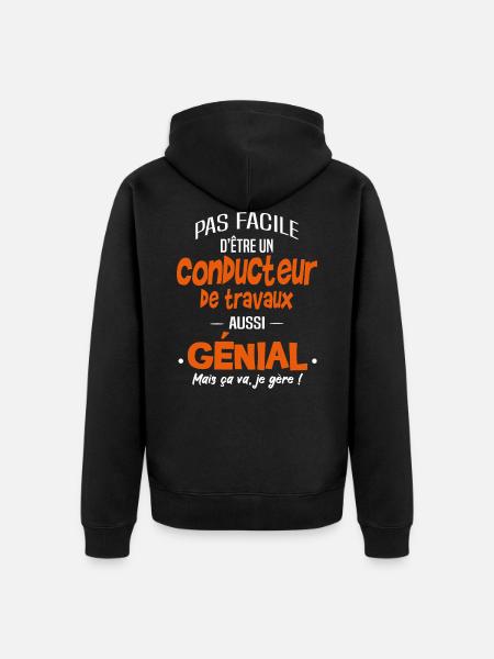 conducteur de travaux - Veste à capuche bio Premium Unisexe - noir