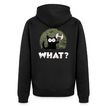 Le chat ? Drôle de chat avec un chat tueur - Veste à capuche bio Premium Unisexe - noir - Dos - Nico (187cm)