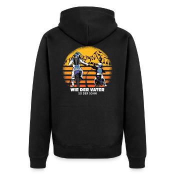 Wie der Vater so der Sohn Papa und Sohn - Unisex Premium Bio Zip Hoodie - Schwarz - Hinten - Nico (187cm)