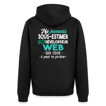 Informaticien homme. Cadeau humour. Informatique - Veste à capuche bio Premium Unisexe - noir - Dos - Nico (187cm)