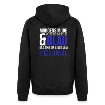 Straßenbau Asphalt Planierraupe Bauarbeiter Humor - Unisex Premium Bio Zip Hoodie - Schwarz - Hinten - Nico (187cm)