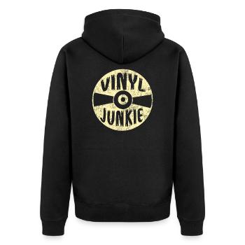Vinyl Junkie Retro Vintage Album Schallplatte 70er - Unisex Premium Bio Zip Hoodie - Schwarz - Hinten - Nico (187cm)