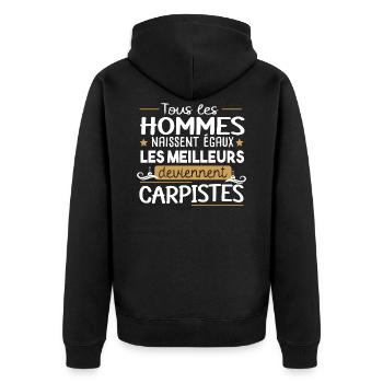 Carpiste homme.Pêcheur. pêche. Poisson cadeau - Veste à capuche bio Premium Unisexe - noir - Dos - Nico (187cm)