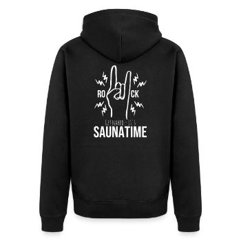 Sauna rocks funny Sauna Spruch Spa Wellness - Unisex Premium Bio Zip Hoodie - Schwarz - Hinten - Nico (187cm)