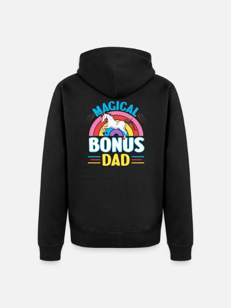 Unicorn bonus far | Fars dag gave - Premium økologisk unisex-hættejakke - sort