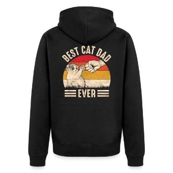 Bester Katzen Papa der Welt | Katze Papa Geschenk - Unisex Premium Bio Zip Hoodie - Schwarz - Hinten - Nico (187cm)