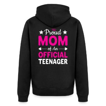 Stolze Mutter eines Teenagers | Muttertag - Unisex Premium Bio Zip Hoodie - Schwarz - Hinten - Nico (187cm)
