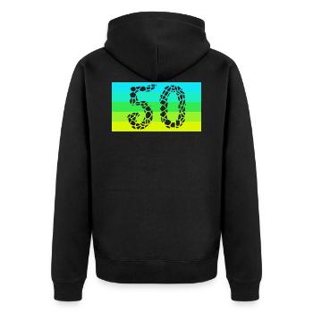 50 - Unisex Premium Bio Zip Hoodie - Schwarz - Hinten - Nico (187cm)