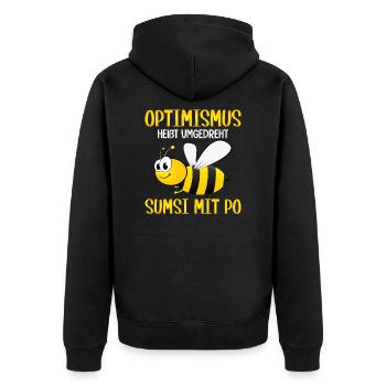 Sumsi mit Po Optimismus Imker Bienen Honig Lustig - Unisex Premium Bio Zip Hoodie - Schwarz - Hinten - Nico (187cm)