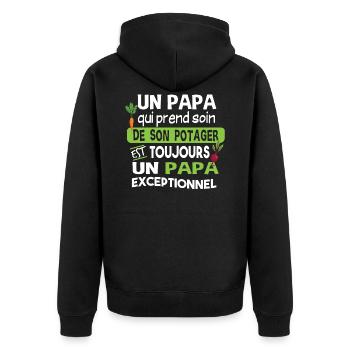 Jardinier Papa Jardinage Père Potager Citations - Veste à capuche bio Premium Unisexe - noir - Dos - Nico (187cm)