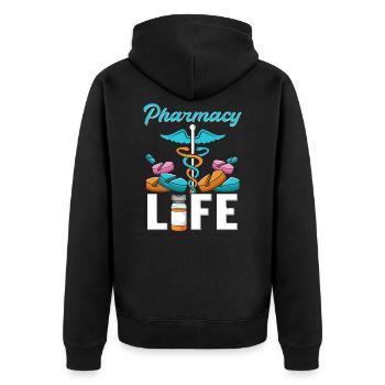 Apotheker Pharmacy Life Apotheke Pharmazie Student - Unisex Premium Bio Zip Hoodie - Schwarz - Hinten - Nico (187cm)