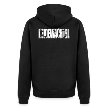 HEIDEWACHTEL Jagdhund Jagdhunde Wilsigns - Unisex Premium Bio Zip Hoodie - Schwarz - Hinten - Nico (187cm)