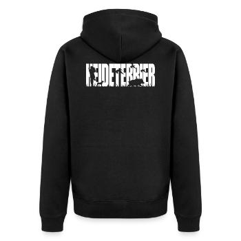 HEIDETERRIER Jagdhund Jagdhunde Wilsigns - Unisex Premium Bio Zip Hoodie - Schwarz - Hinten - Nico (187cm)