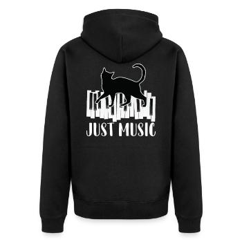 Just Music Musik schwarze Katze Klavier - Unisex Premium Bio Zip Hoodie - Schwarz - Hinten - Nico (187cm)