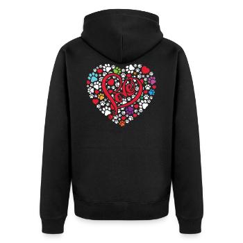 Liebe Herz Haustiere Hunde Hund - Unisex Premium Bio Zip Hoodie - Schwarz - Hinten - Nico (187cm)