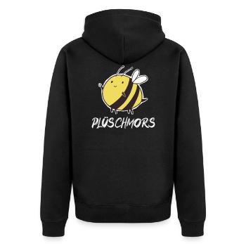 Plüschmors Plattdeutsch Hummel Biene Insekt - Unisex Premium Bio Zip Hoodie - Schwarz - Hinten - Nico (187cm)