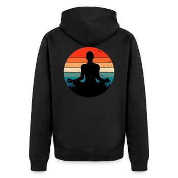 Yoga Rétro Pose - Veste à capuche bio Premium Unisexe - noir - Dos - Nico (187cm)