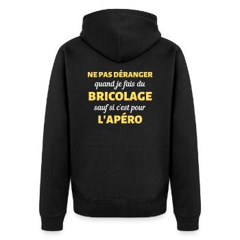 t shirt ne pas deranger bricolage apero humour - Veste à capuche bio Premium Unisexe - noir - Dos - Nico (187cm)
