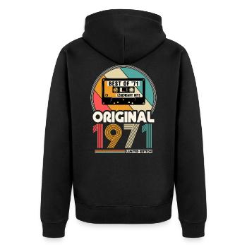 Née en 1971 né original 1971 anniversaire - Veste à capuche bio Premium Unisexe - noir - Dos - Nico (187cm)