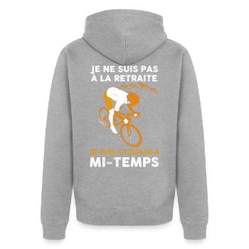Vélo Retraite, blague drôle - Veste à capuche bio Premium Unisexe - gris chiné - Dos - Nico (187cm)