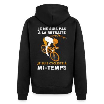Vélo Retraite, blague drôle - Veste à capuche bio Premium Unisexe - noir - Dos - Nico (187cm)