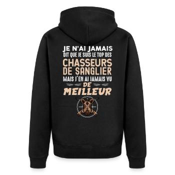 idée cadeau Chasse de sanglier, le top c'est moi - Veste à capuche bio Premium Unisexe - noir - Dos - Nico (187cm)