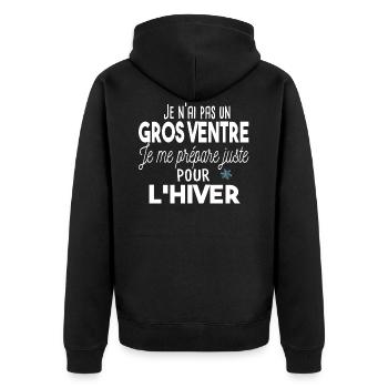 Gros ventre obèse régime. Cadeau humour homme gros - Veste à capuche bio Premium Unisexe - noir - Dos - Nico (187cm)