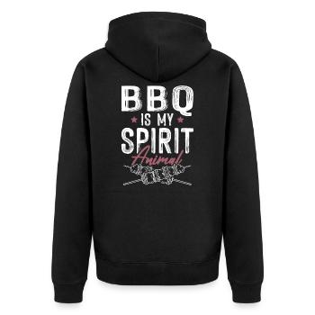 BBQ Grillen Spruch - Unisex Premium Bio Zip Hoodie - Schwarz - Hinten - Nico (187cm)