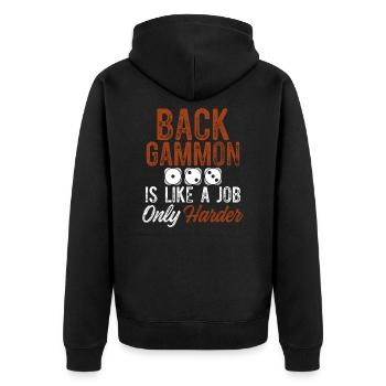 backgammon job - Unisex Premium Organic Zip Hoodie - black - Back - Nico (187cm)