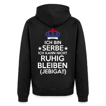 Serbe Balkan Jugoslawien Serbin Srbija Jugo Serbie - Unisex Premium Bio Zip Hoodie - Schwarz - Hinten - Nico (187cm)