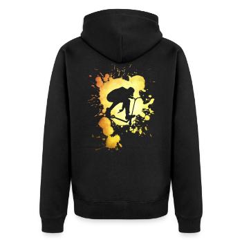 Roller rider splash Logo - Unisex Premium Bio Zip Hoodie - Schwarz - Hinten - Nico (187cm)