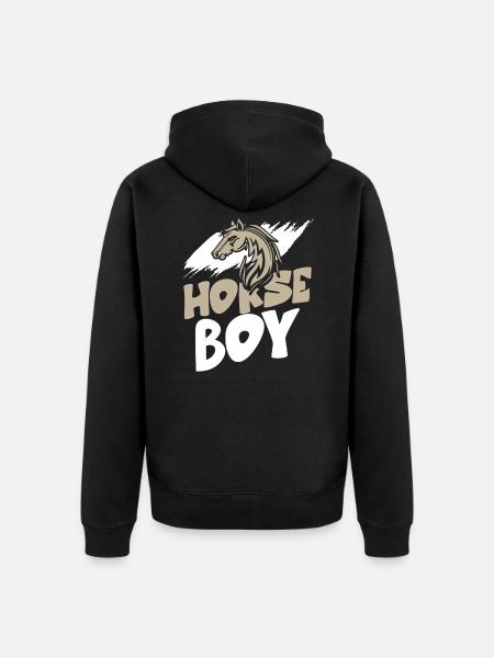 pferde junge - Unisex Premium Bio Zip Hoodie - Schwarz
