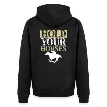pferde horse - Unisex Premium Bio Zip Hoodie - Schwarz - Hinten - Nico (187cm)